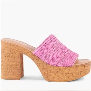 Seychelles Applause Pink Woven Platform Sandals Size 8.5